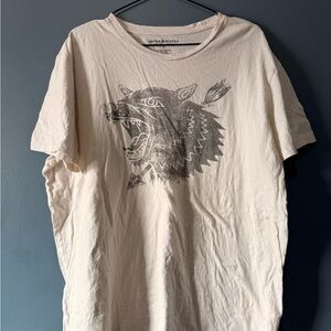 Men’s Cream Graphic Wolf T-Shirt